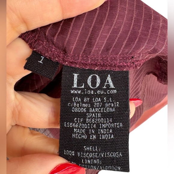 LOA women’s raffle long sleeve burgundy lightweight mini dress size 1 preloved - Picture 3 of 7